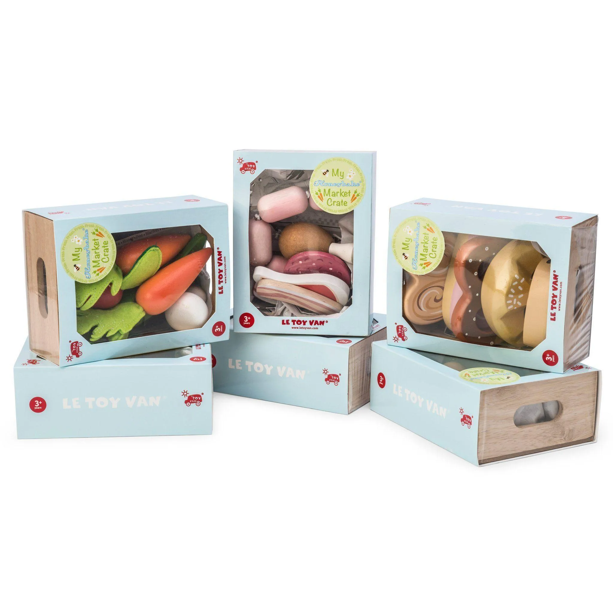 Le Toy Van - Wooden Honeybee Market Vegetables '5 a Day' Crate