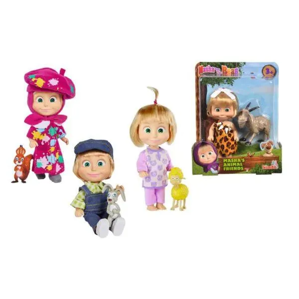 Masha and The Bear Masha 12 cm Doll  with Puppies - Assorted