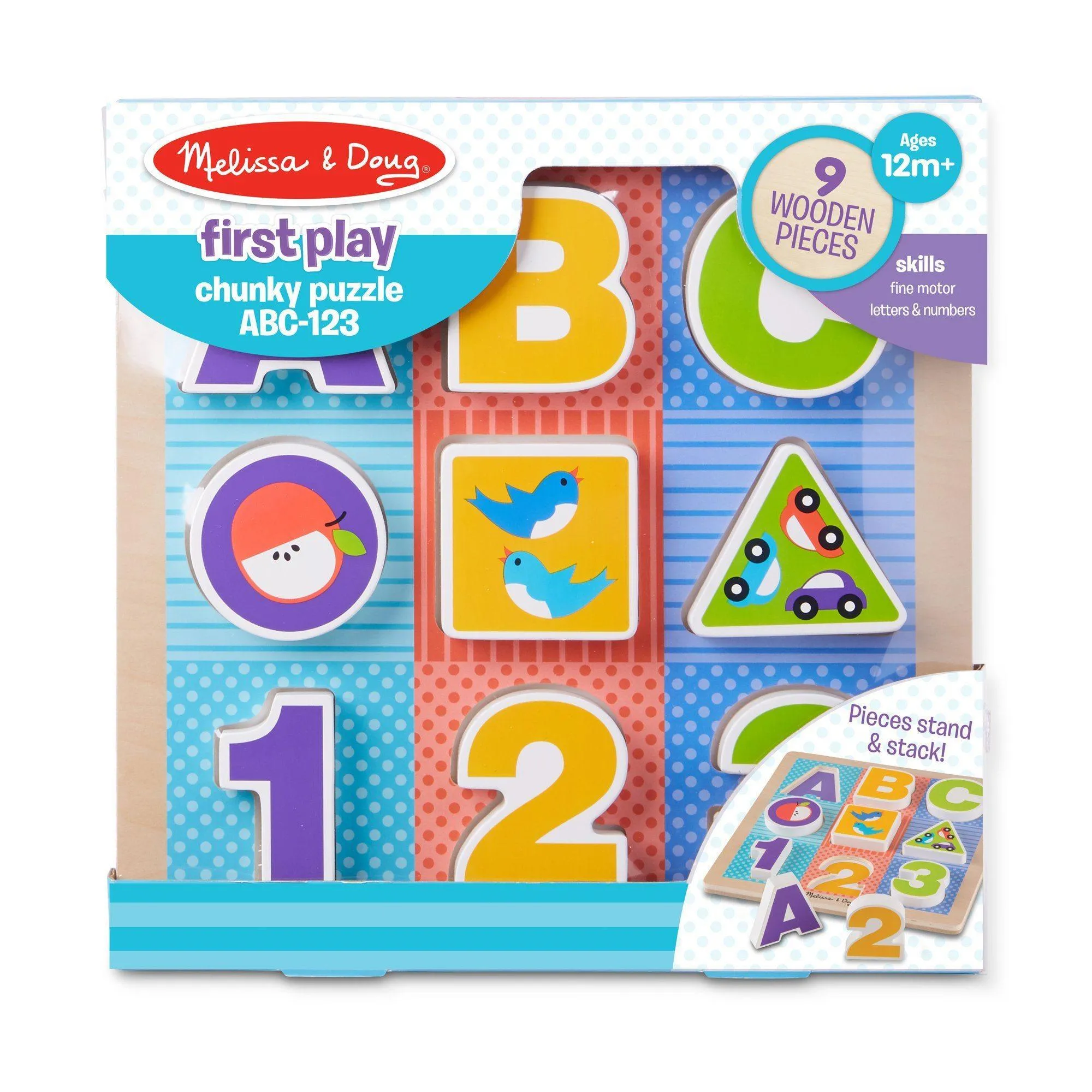 Melissa & Doug 11899 First Play Wooden ABC-123 Chunky Puzzle