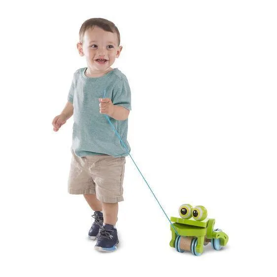 Melissa & Doug 13205 First Play Frolicking Frog Wooden Pull Toy