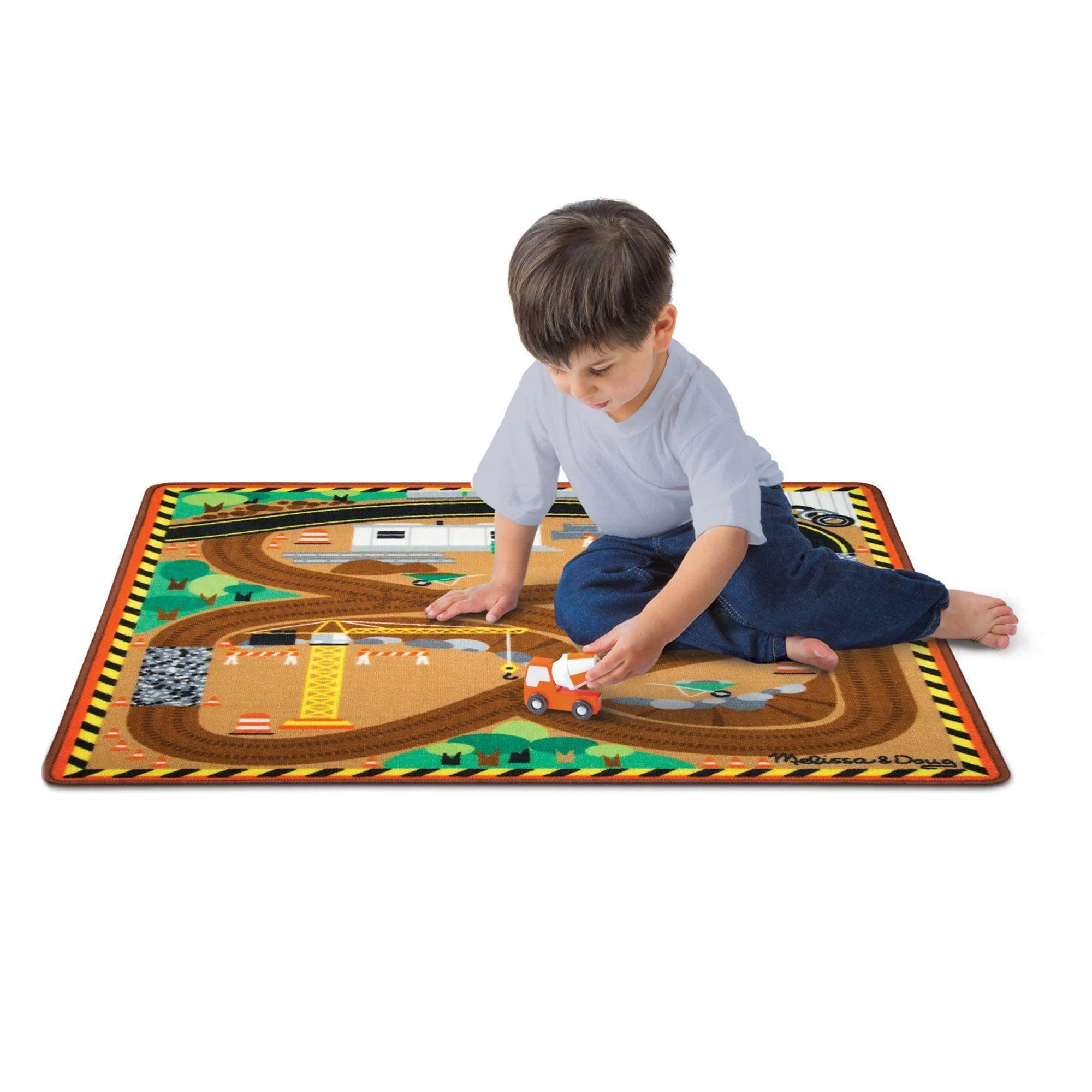 Melissa & Doug 19407 Round the Construction Zone Work Site Rug & Vehicle Set