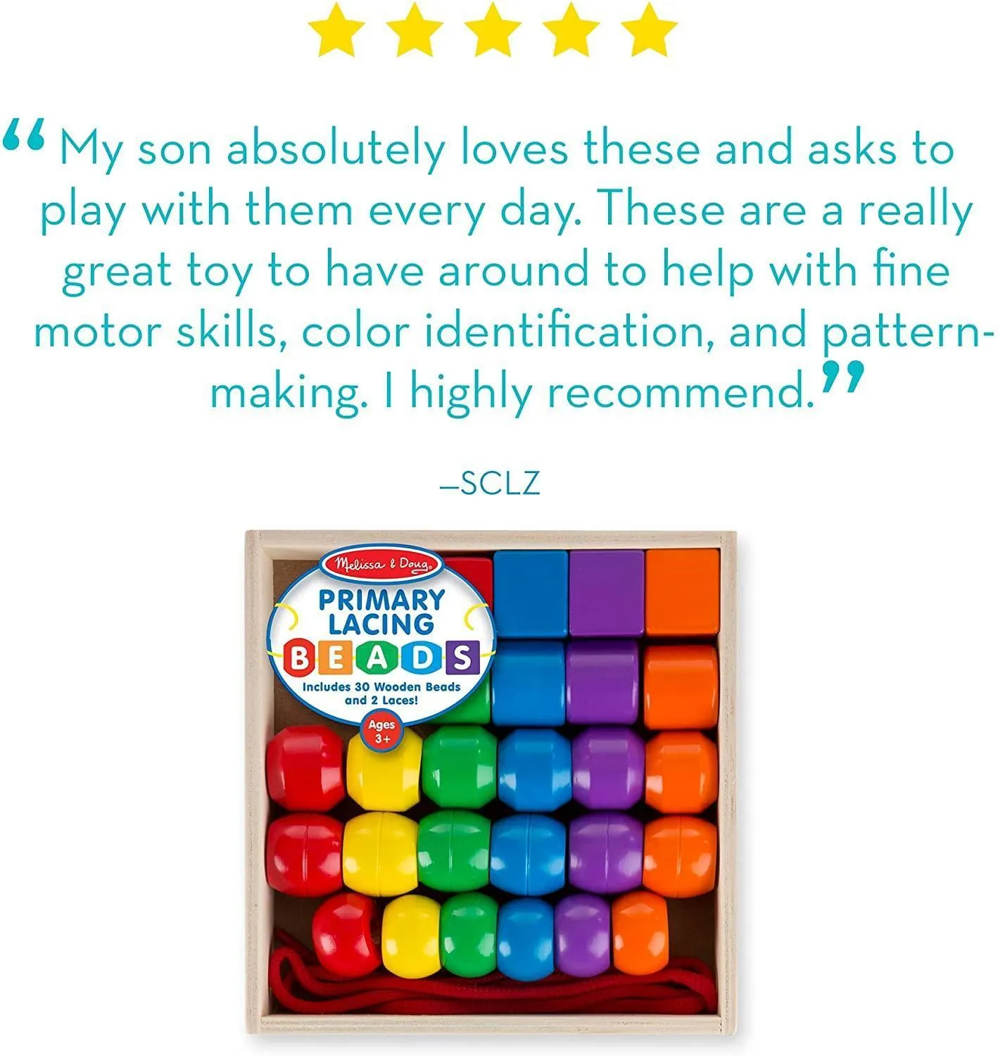 Melissa & Doug Primary Lacing Beads