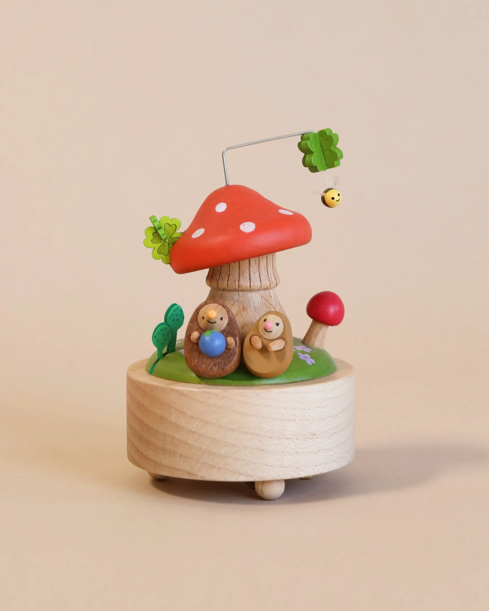 Mini Wooden Mushroom & Hedgehogs Music Box Odin Parker
