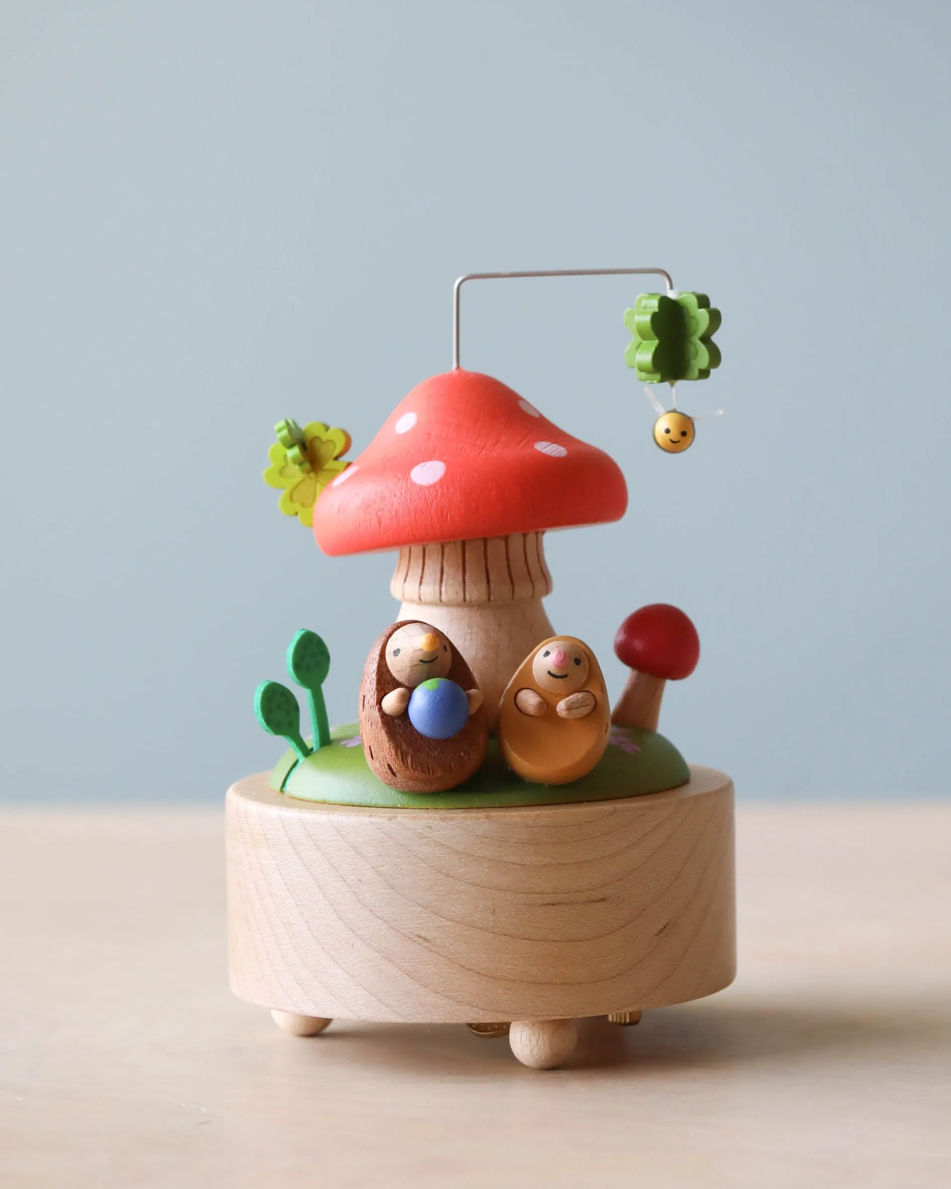 Mini Wooden Mushroom & Hedgehogs Music Box Odin Parker