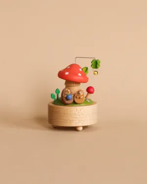 Mini Wooden Mushroom & Hedgehogs Music Box Odin Parker