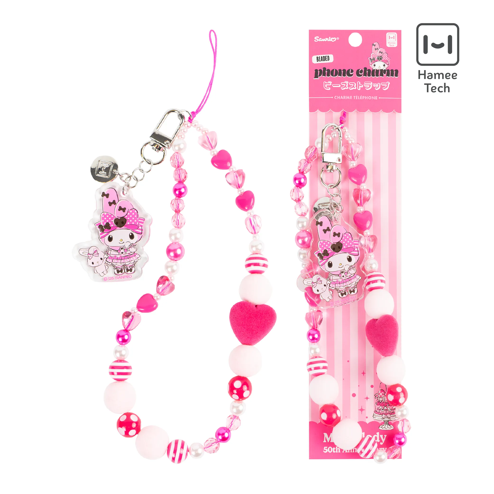 My Melody 50th Anniversary Beaded Charm Mobile Phone Wrist Strap SANRIO