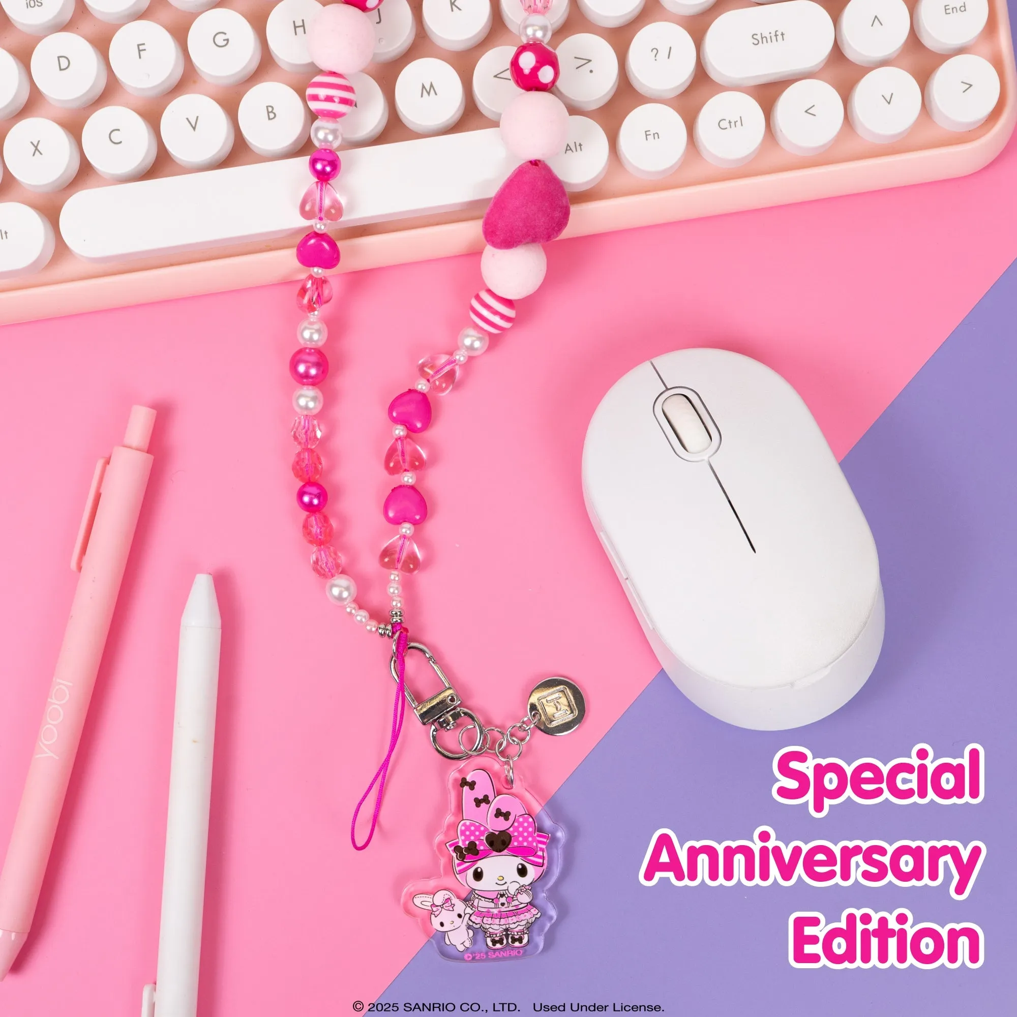My Melody 50th Anniversary Beaded Charm Mobile Phone Wrist Strap SANRIO