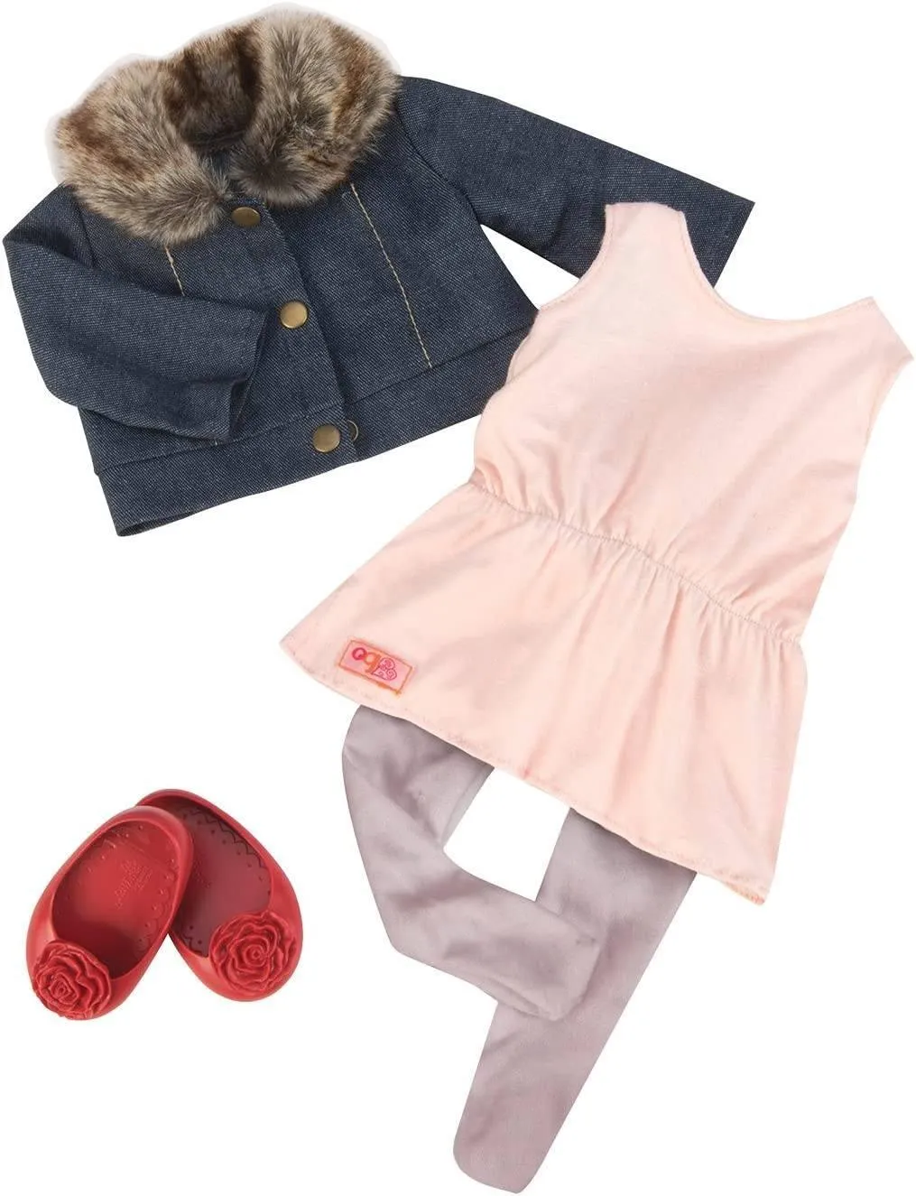 Our Generation Deluxe Clothing Just Fur You Jacket with Fur and Dress Outfit