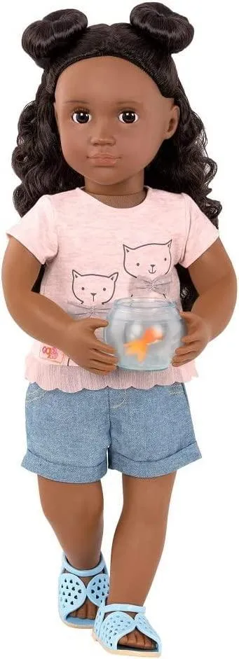 Our Generation Dolls Outfit - T-Shirt Cat Print with Goldfish Glass