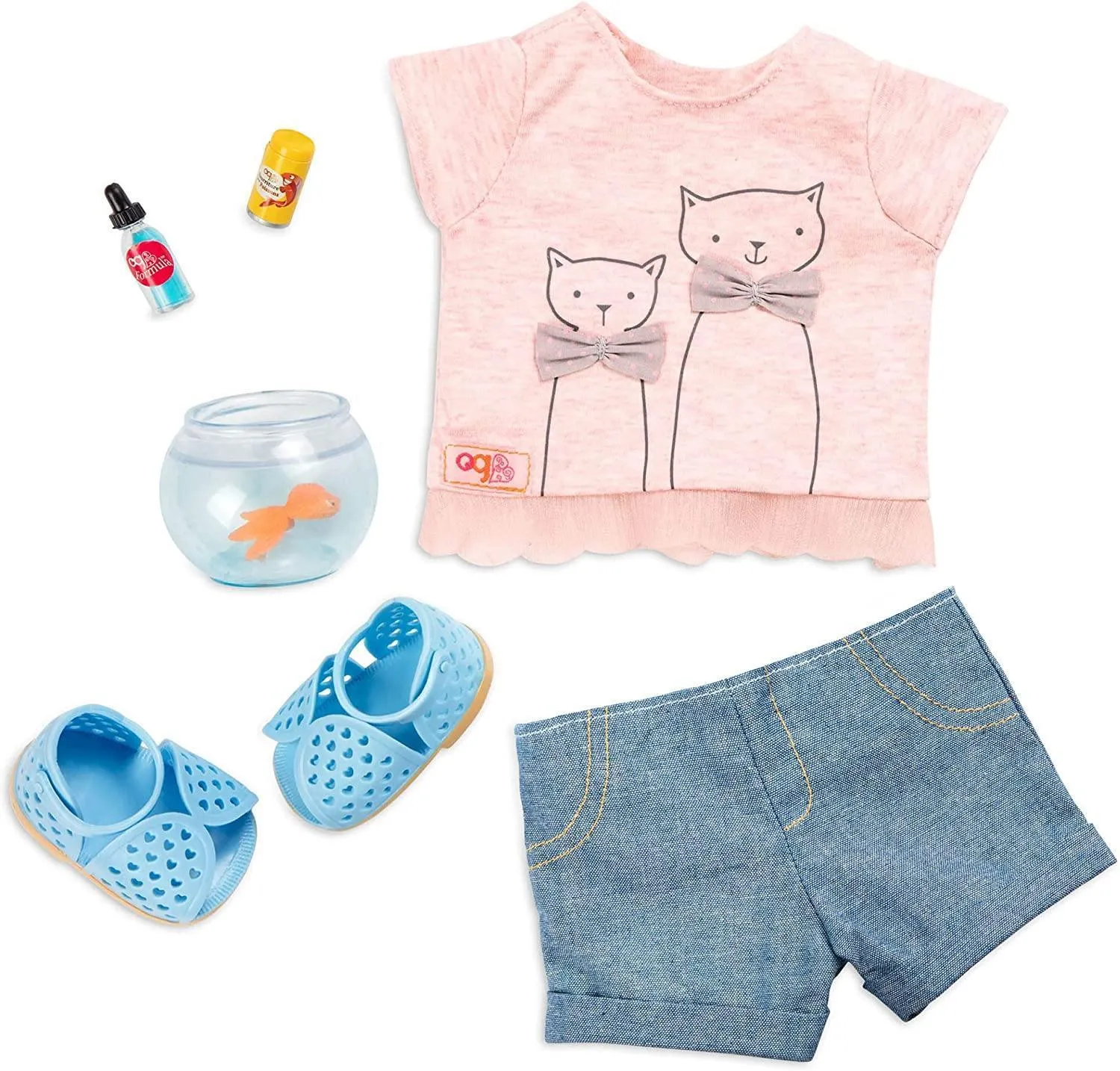 Our Generation Dolls Outfit - T-Shirt Cat Print with Goldfish Glass