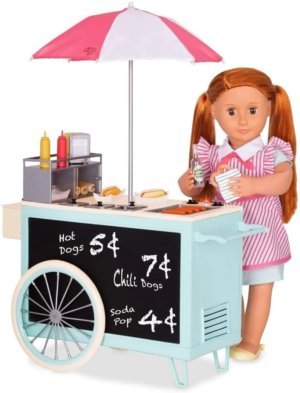 Our Generation Retro Hot Dog Cart and Accessories