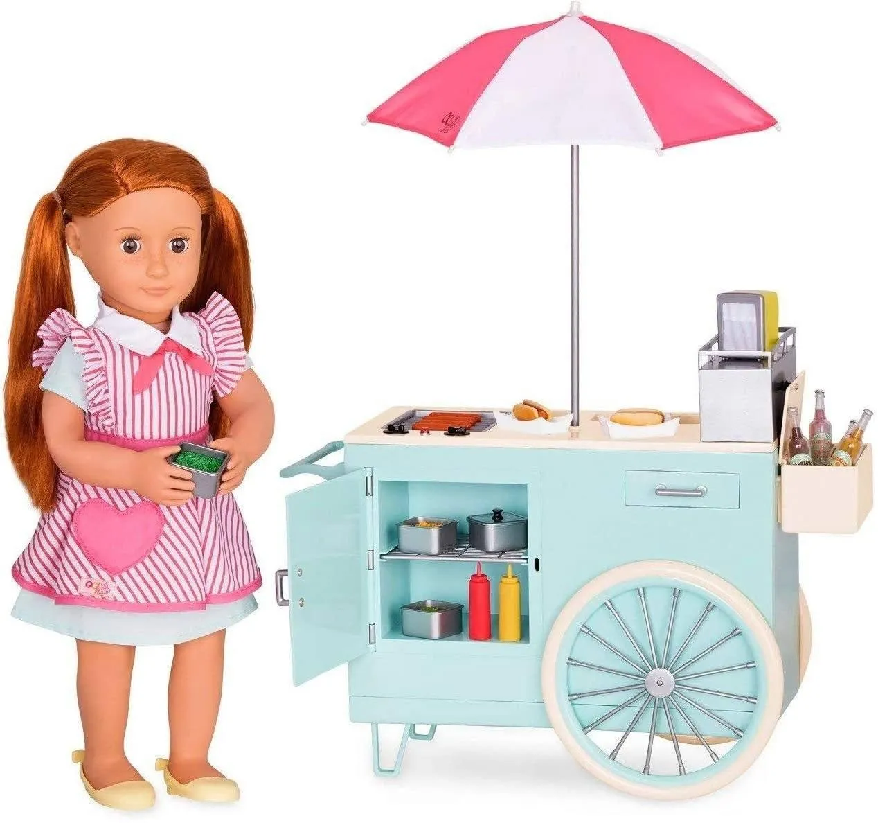 Our Generation Retro Hot Dog Cart and Accessories