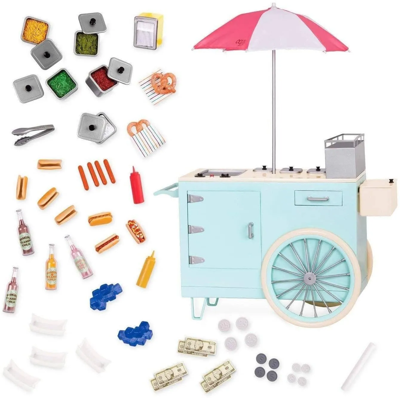 Our Generation Retro Hot Dog Cart and Accessories