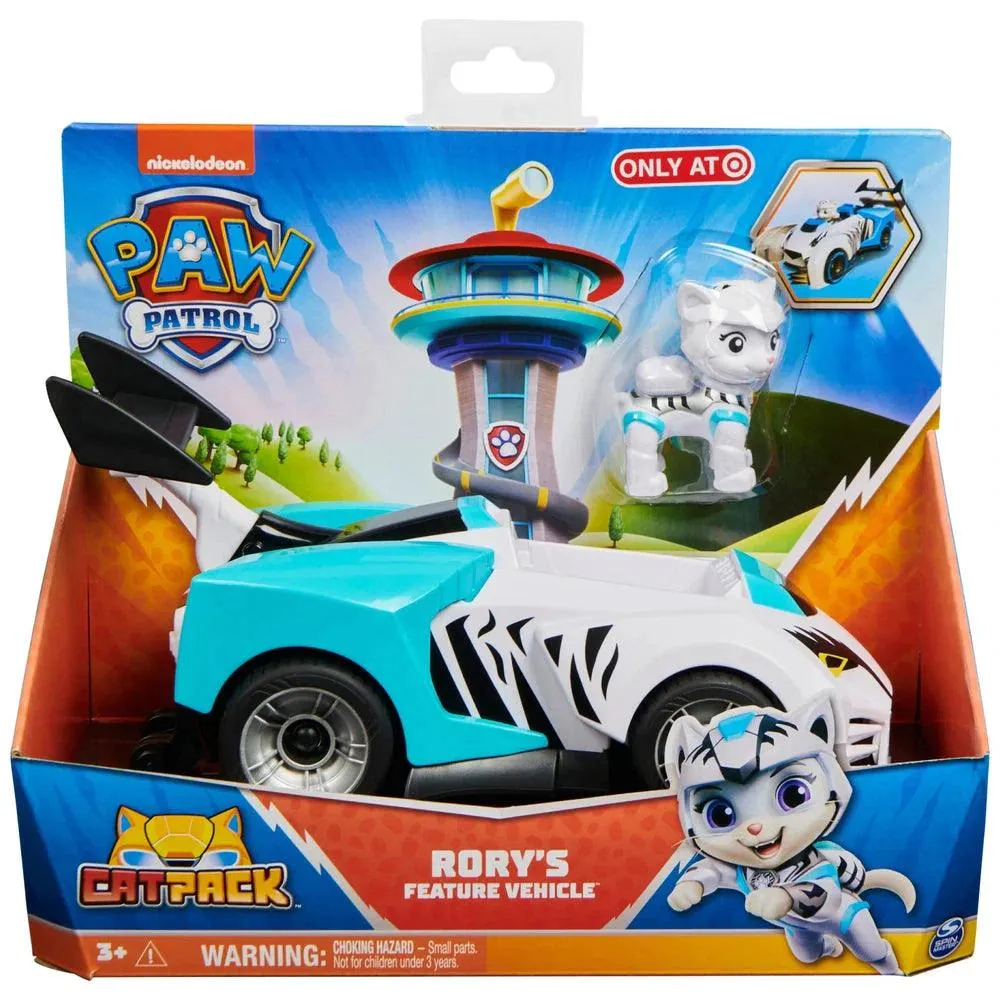 PAW Patrol, Cat Pack, Rorys Transforming Toy Car with Collectible Action Figure