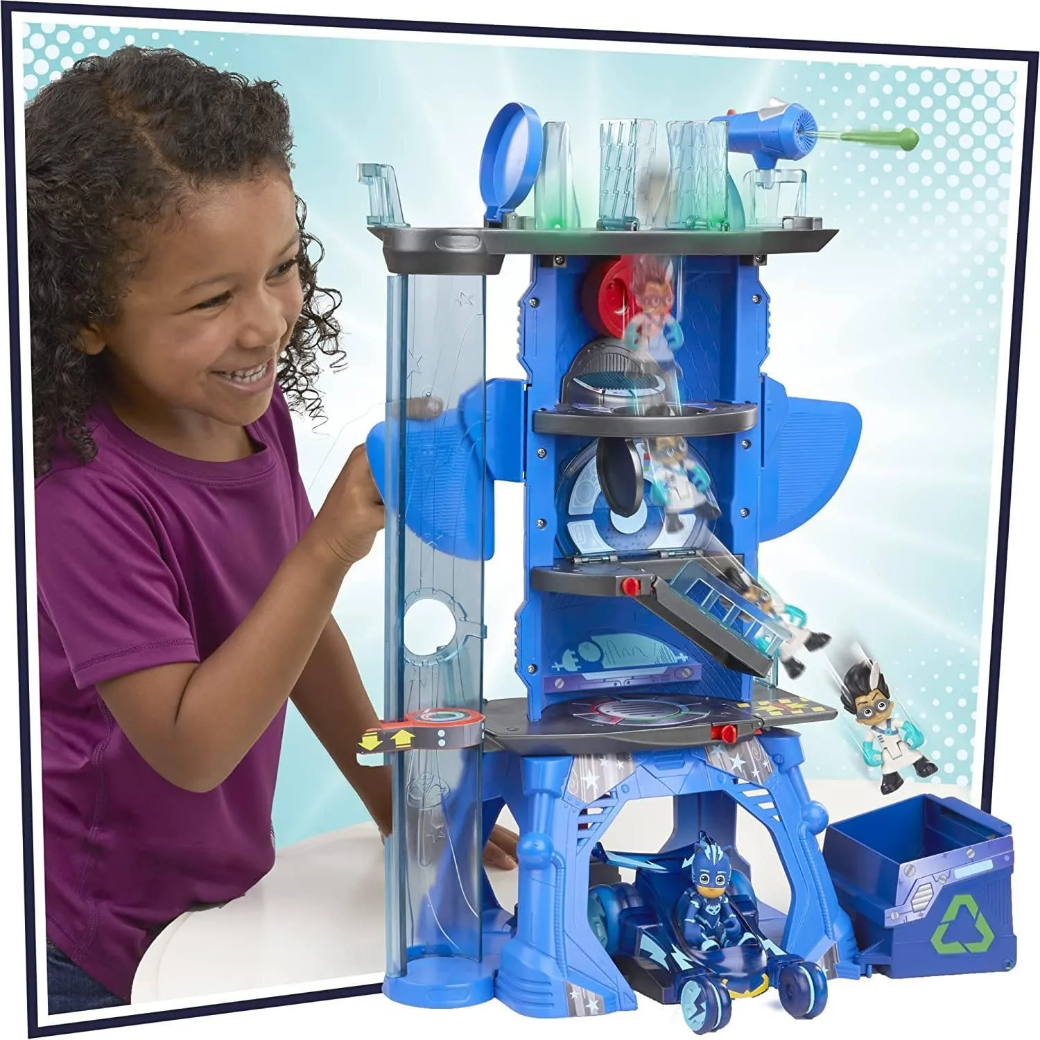 PJ Masks Deluxe Battle HQ  Headquarters Playset with 2 Action Figures and Vehicle