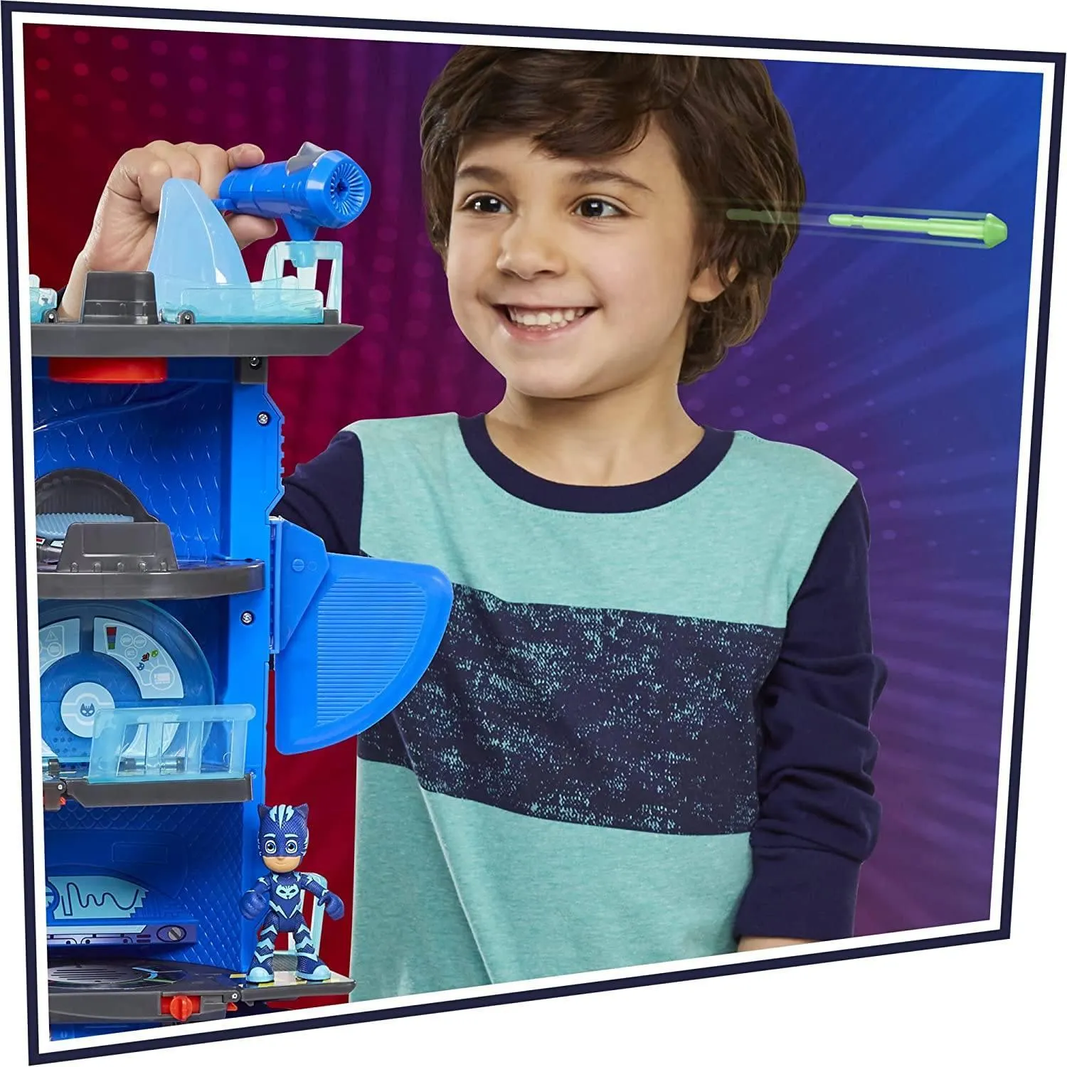PJ Masks Deluxe Battle HQ  Headquarters Playset with 2 Action Figures and Vehicle