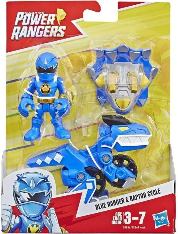 Power Rangers Playskool Heroes 2-Pack Figurines Blue Ranger and Raptor Cycle2-Pack