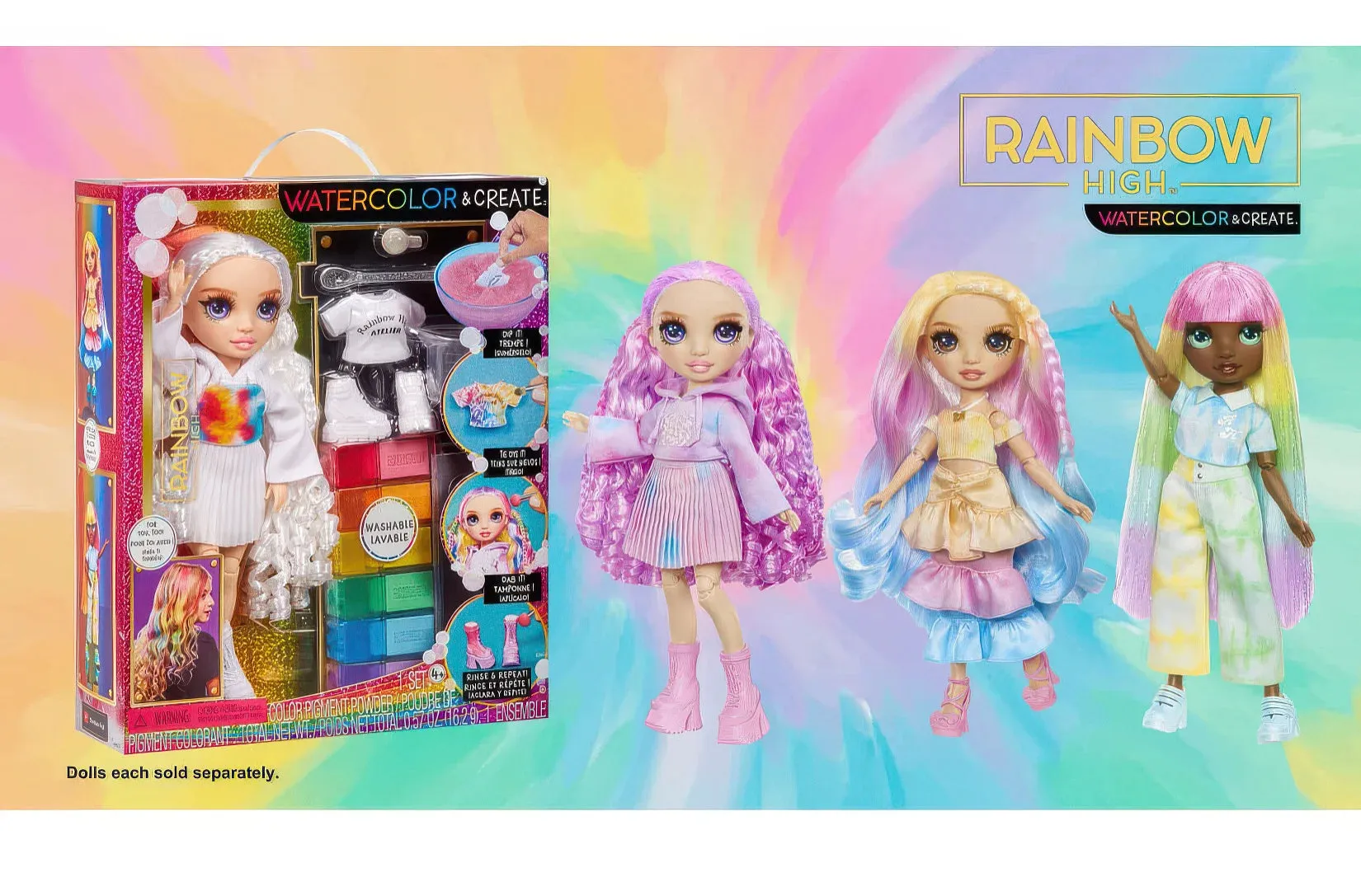 Rainbow High Watercolour & Create Fashion DIY Doll - Brown Eyes