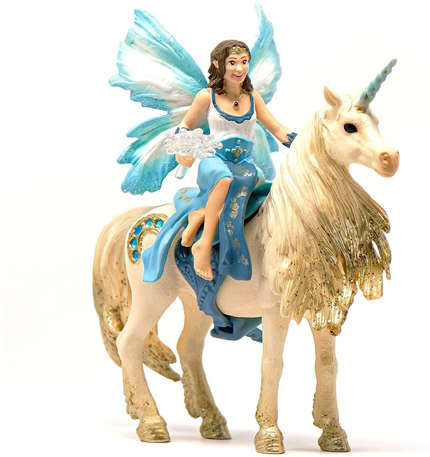 SCHLEICH 42508 Eyela Riding On Golden Unicorn Figure