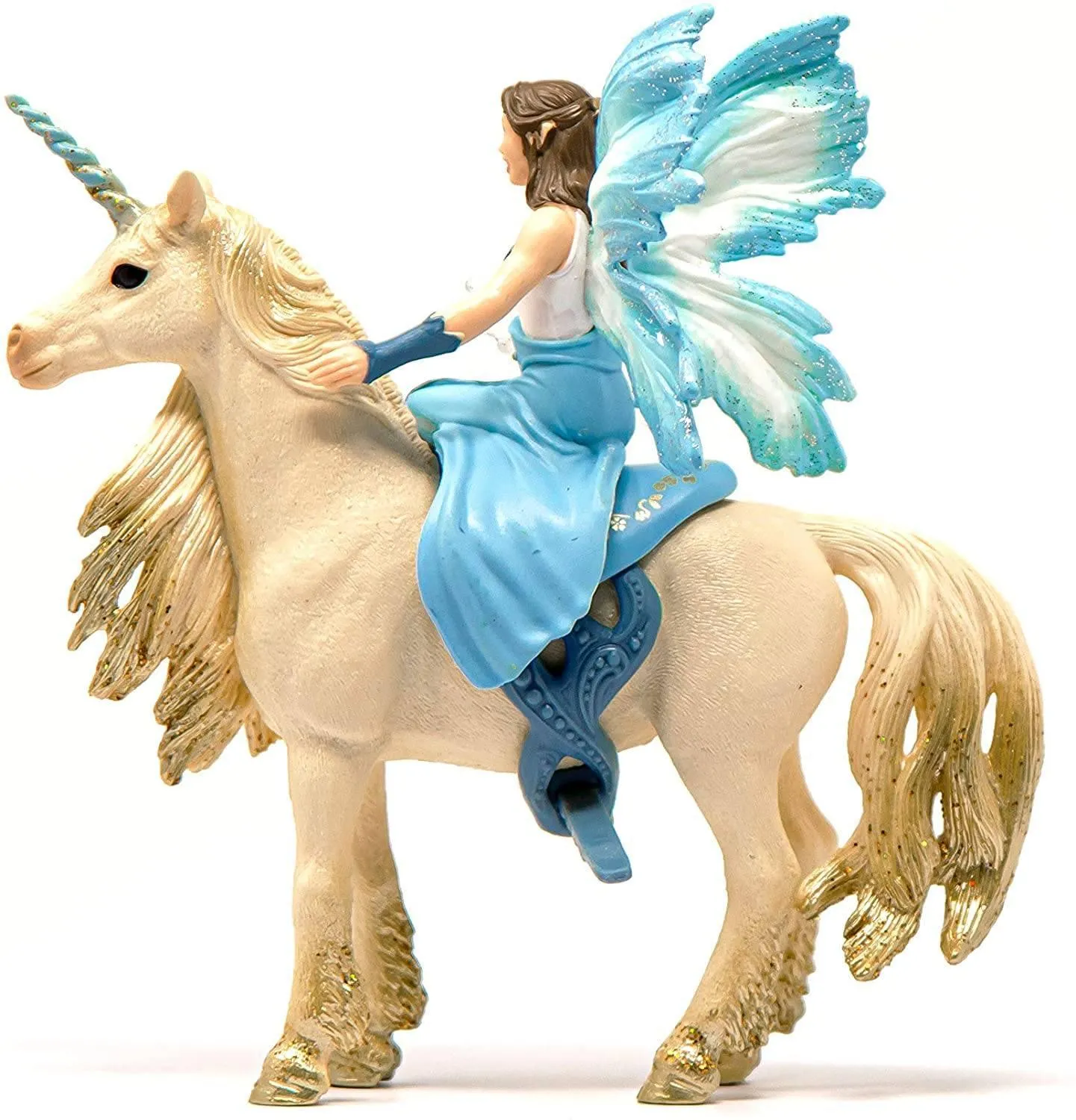 SCHLEICH 42508 Eyela Riding On Golden Unicorn Figure
