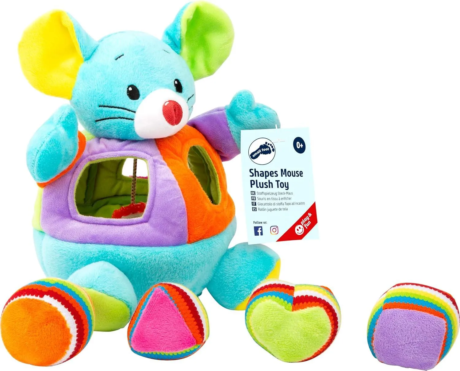 Small Foot - Shape Sorter Mouse Plush with Rattle