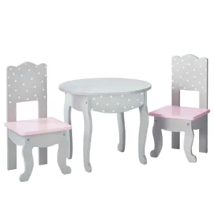 Teamson USA TD-0208AG Polka Dots Princess 18" Doll Table & 2 Chairs Set - Gray