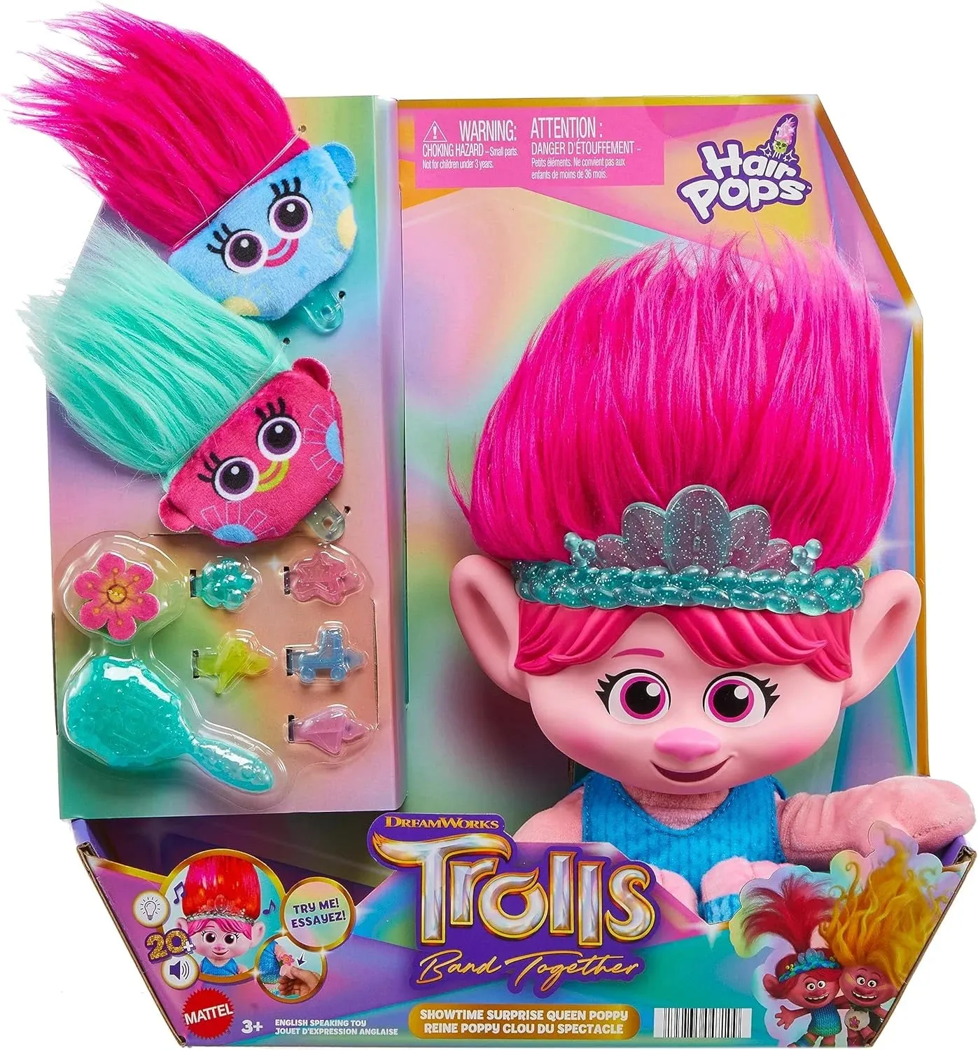 Trolls Hair Pops Surprise Poppy Feature Interactive Soft Doll