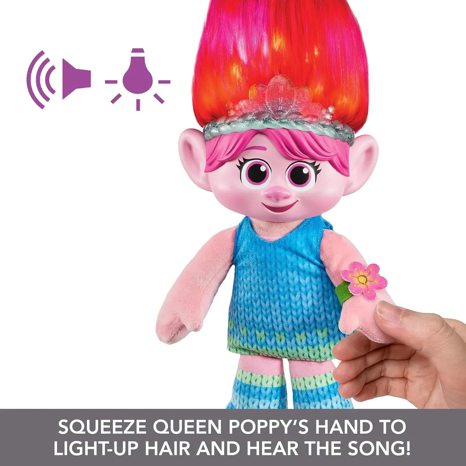 Trolls Hair Pops Surprise Poppy Feature Interactive Soft Doll