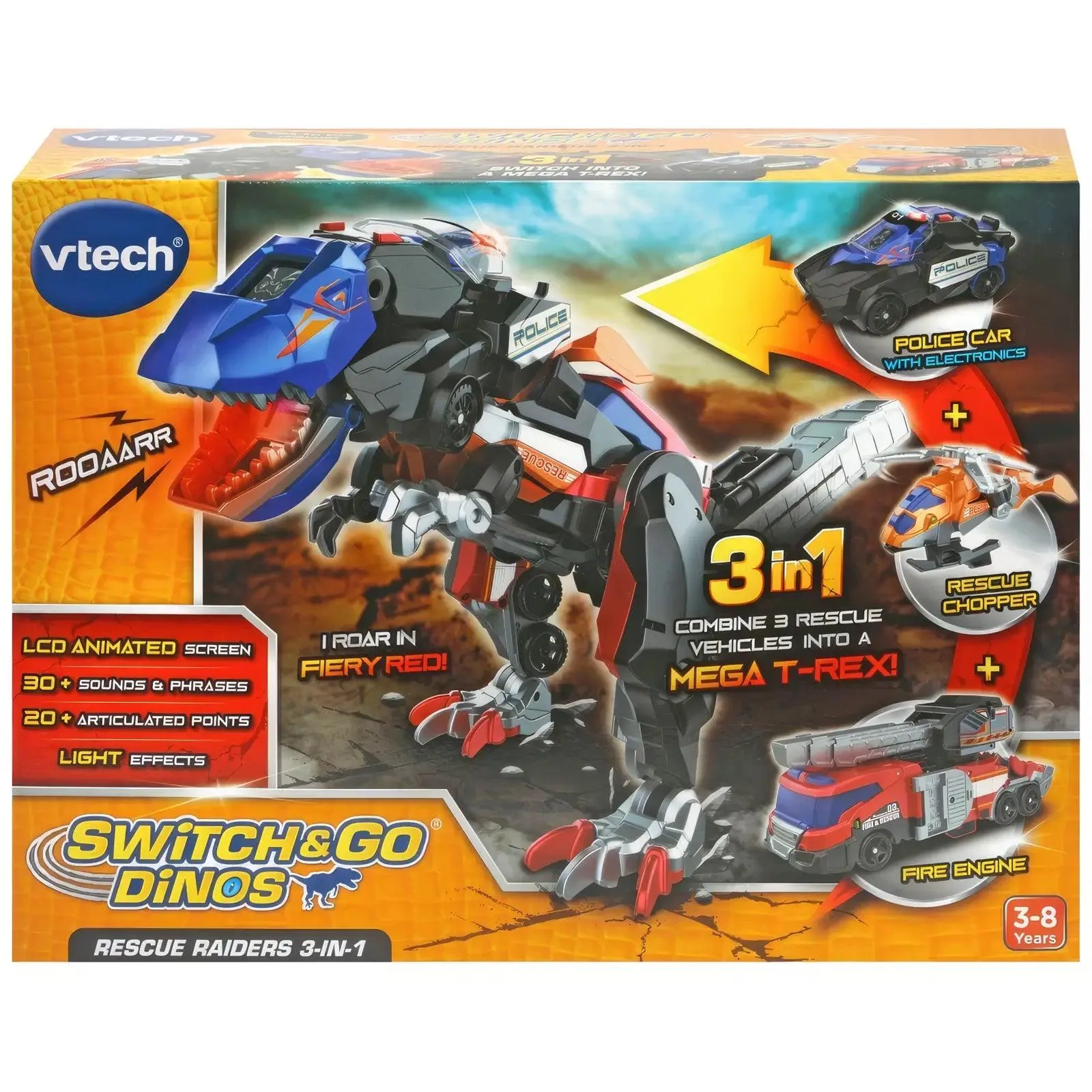 VTech Switch & Go Dinos Rescue Raiders 3-in-1 Dinosaur Vehicle