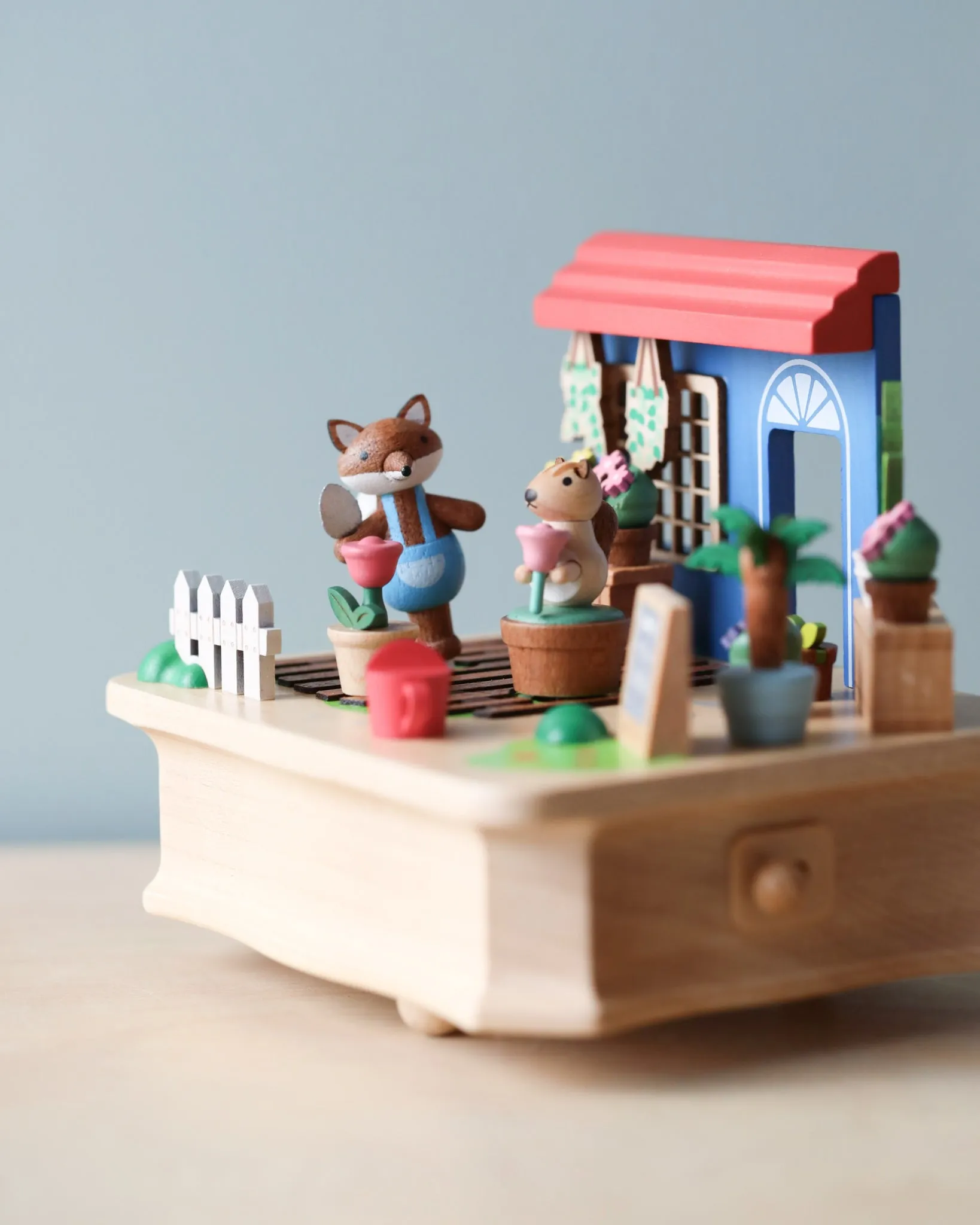 Wooden Fox Gardener Music Box Odin Parker