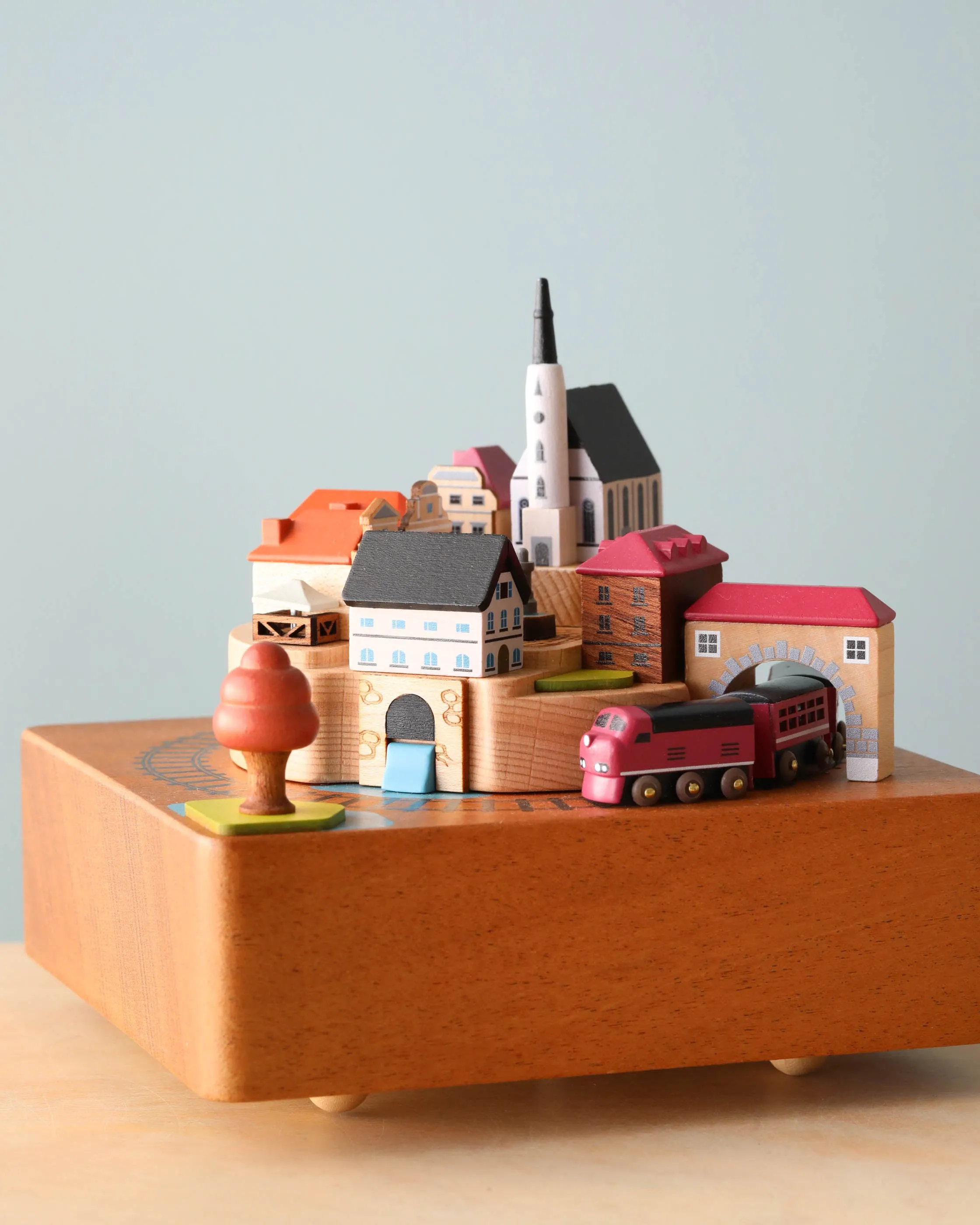 Wooden Train Music Box - European Town Odin Parker