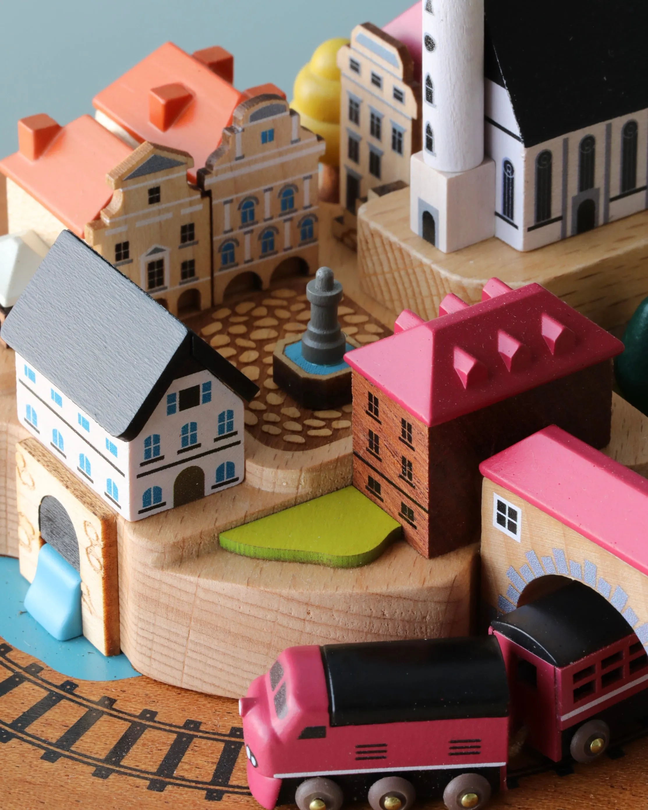 Wooden Train Music Box - European Town Odin Parker
