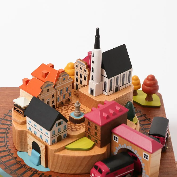 Wooden Train Music Box - European Town Odin Parker