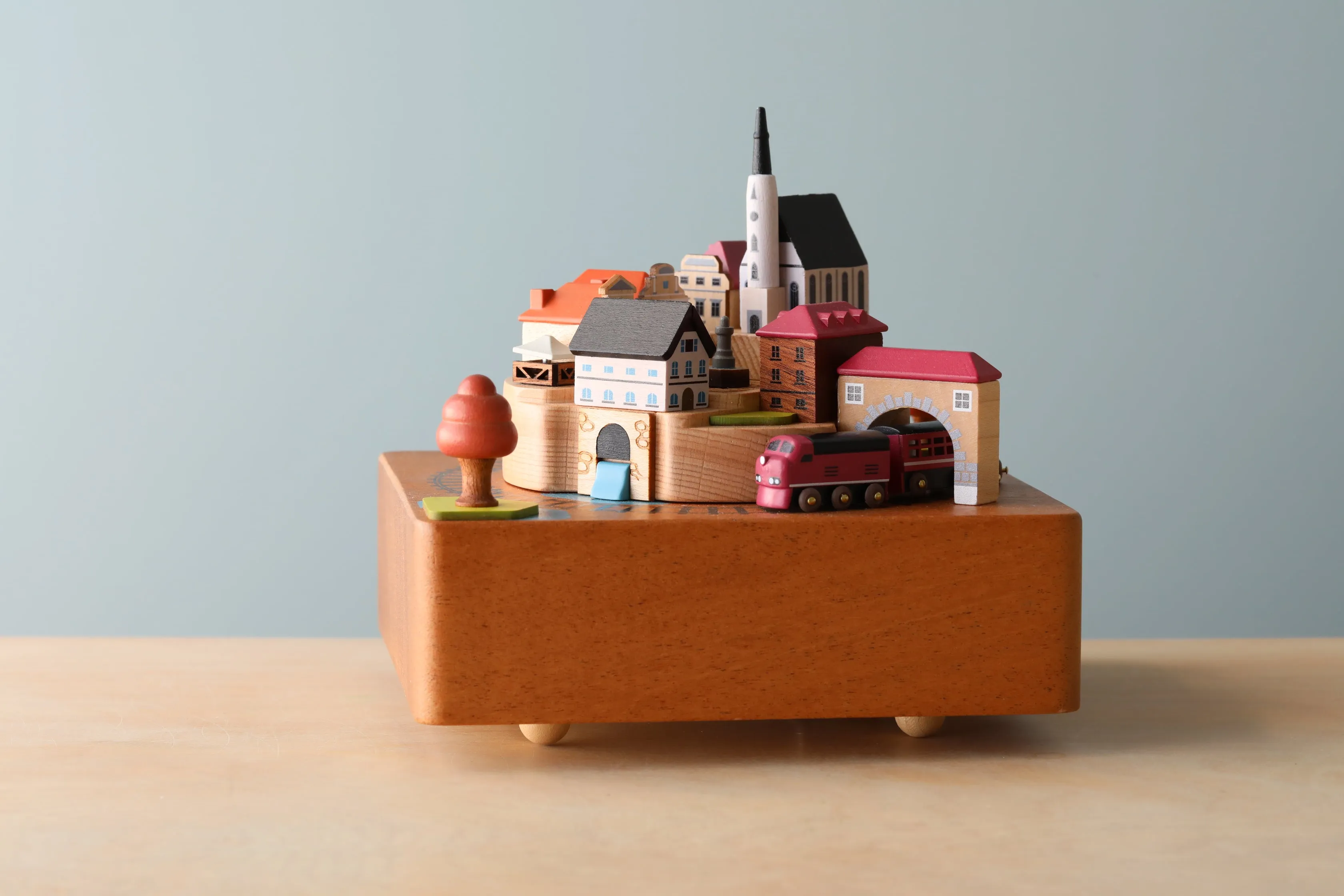 Wooden Train Music Box - European Town Odin Parker