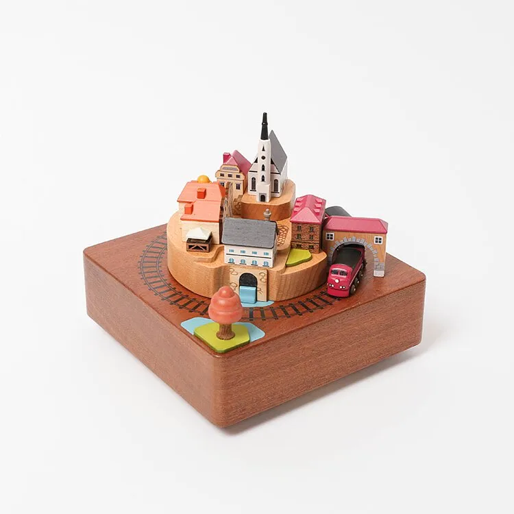 Wooden Train Music Box - European Town Odin Parker