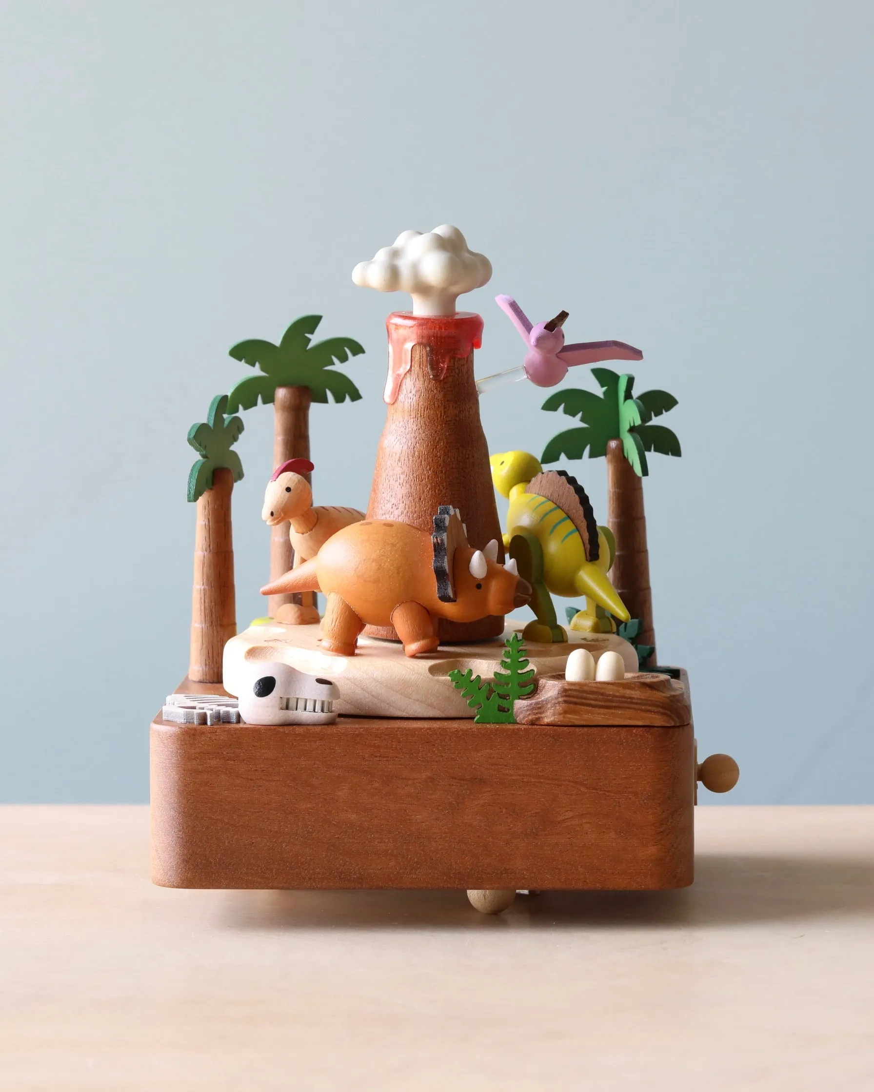 Wooden Volcano & Dinosaur Music Box Odin Parker