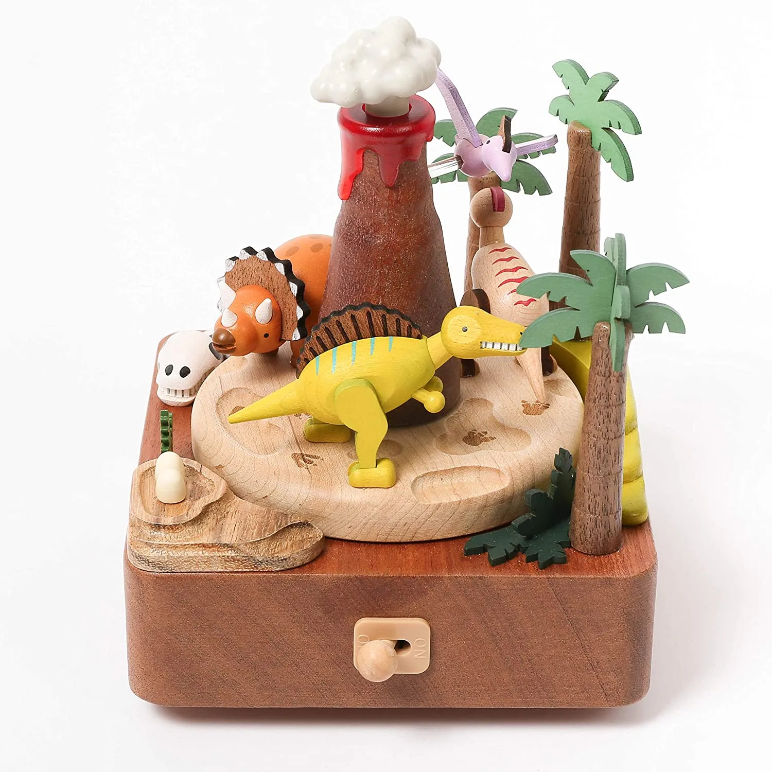 Wooden Volcano & Dinosaur Music Box Odin Parker