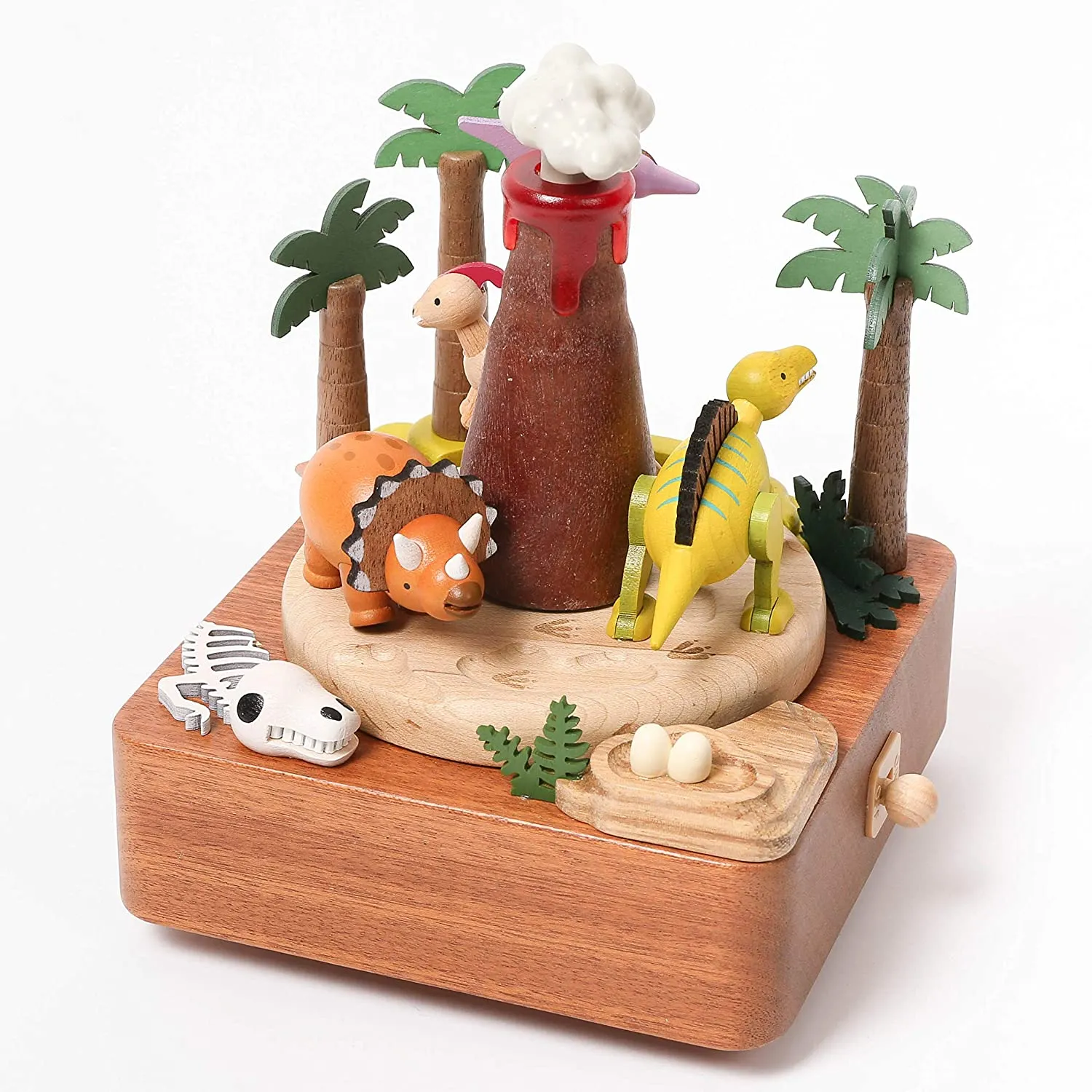 Wooden Volcano & Dinosaur Music Box Odin Parker